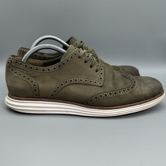 Cole Haan Lunargrand Mens 10 Green Suede Wingtip Oxford Shoes C11512 Sneaker - Picture 1 of 9